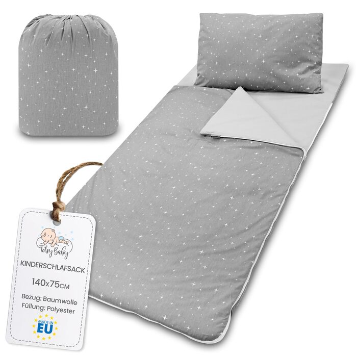 Дитячий спальний мішок з подушкою та блискавкою для малюків 3-7 років - 75x140 см, дитячий спальний мішок для дитячого садка, ковдра-спальний мішок, сертифікований Oeko-Tex, 75 x 140 см, дизайн Galaxy