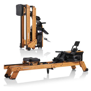 Водний гребний тренажер HAMMER AquaFold - складний гребний тренажер для домашнього використання, виготовлений з натурального дерева з колесами, гребний тренажер з Bluetooth, тренувальний комп&39ютер