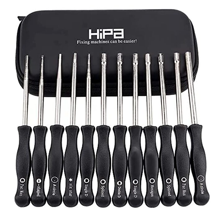 Набір інструментів для налаштування карбюратора (12 шт.) / Викрутки для тюнінгу 2-тактних двигунів (з шліцами Keil, Pac Man, D, подвійна D) для бензопил та тримерів Poulan, Husqvarna, STIHL, ECHO, металеві