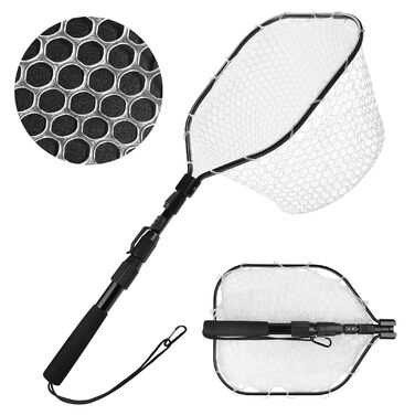 Телескопічний рибальський підсак, гумований рибальський сітка, складний підсак, сітка для ставка, сітка для коропа, рибальська сітка, гумова сітка для прісноводного/солоного риболовлі, рибальські аксесуари 120 см