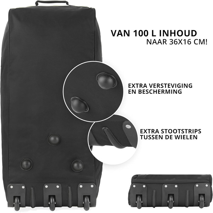 Велика дорожня сумка на колесах 100 л - Складана дорожня сумка XXL - Велика спортивна сумка з колесами (чорна)