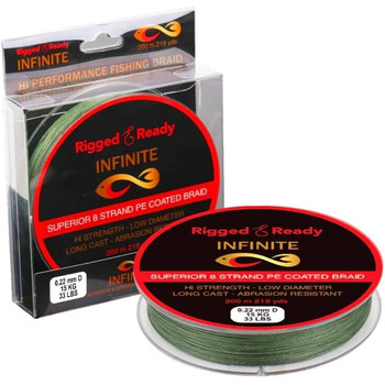 Підготовлена та готова Infinite Hi-Performance Fishing Braid від 10 до 66 фунтів від 4,5 до 30 кг волосіні з поліетиленовим покриттям 200 м. Плетений, 8 ниток, малий діаметр, не розтягується, довгий закид, швидко тоне.