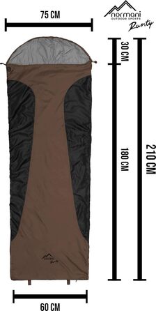 Ультралегкий спальний мішок normani Runty КОМПАКТНИЙ РОЗМІР Наповнювач з 3D мікрофібри Microtech, водонепроникний літній спальний мішок коричневого кольору 210 см x 75 см x 60 см (правий)