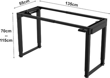 Регульована по висоті каркас столу Kirkkonummi зі сталі з 2 двигунами та 2 функціями пам&39яті, електрична, 135x55 см, чорна