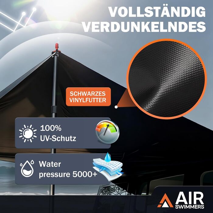 Сонячний тент з кедерною рейкою, автомобільний тент, кемпінг VW T5, сонячний тент з кедерною рейкою, автомобільний тент, з кедерною рейкою (4-6 мм), T4, T6, водонепроникний, тенти, захист від ультрафіолету, в комплекті стійки для намету, присоска, 252 x 2