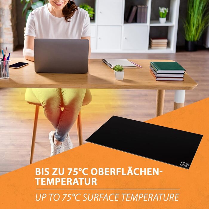 Інфрачервоний нагрівальний панельний обігрівач столу 30x60 см 150 Вт з димером для плавного керування, інфрачервоний офісний обігрівач для зігріву ніг, самоклеючий для столу/робочого столу