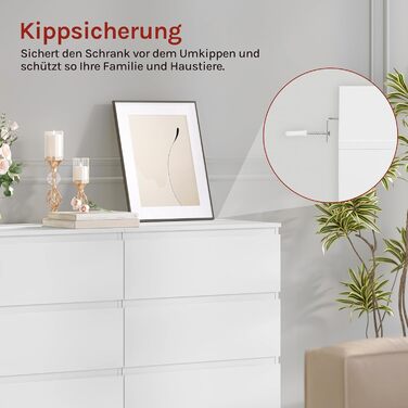 Білий комод великої місткості, буфет з 4 шухлядами, комод для спальні, вітальні, 60x40x90 см