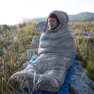 Пуховий спальний мішок Naturehike, надлегкий портативний компактний зимовий спальний мішок, 4 сезони для дорослих та дітей, для кемпінгу на свіжому повітрі, походів, подорожей з компресійним мішком, 650FP CW400-Grey-L