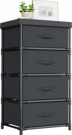 Комод, тканинний комод з 4 шухлядами, шафа для зберігання речей, комод для передпокою, спальні, вітальні та офісу - Чорний