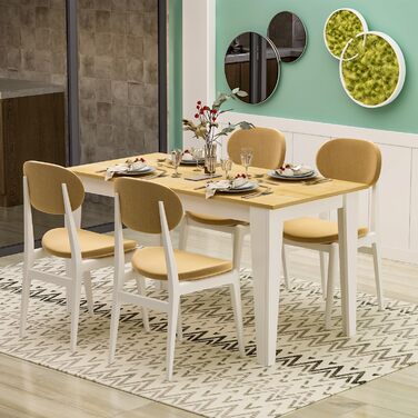 Обідній стіл Homidea SHIMAL для 4 осіб Сучасний кухонний стіл з міцною стільницею 120 x 72 x 73,8 см Обідній стіл для кухні та вітальні (білий дуб)