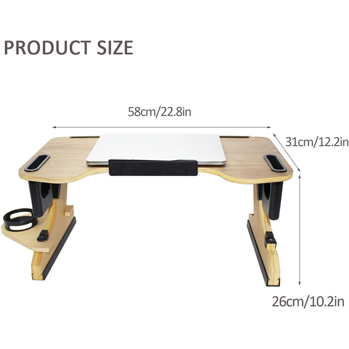 Регульований складаний столик для ноутбука в ліжко, приліжкова тумбочка, столик для сніданку, підставка для ноутбука, стіл для догляду, багатофункціональний столик для дивана, чорний