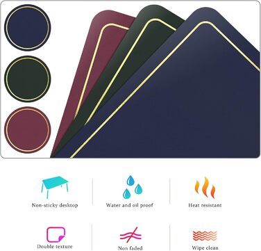 Підставки під тарілки шкіряні та підставки, підставки, що миються набір з 6 нековзних підкладок під тарілки зі штучної шкіри, 42 x