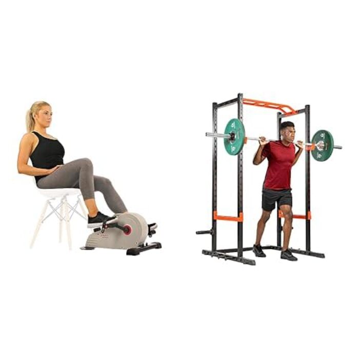 Магнітний мінівелотренажер Sunny Health & Fitness для занять під столом Силова стійка Power Zone Strength Rack (вантажопідйомність 455 кг, зі страховою перекладиною)