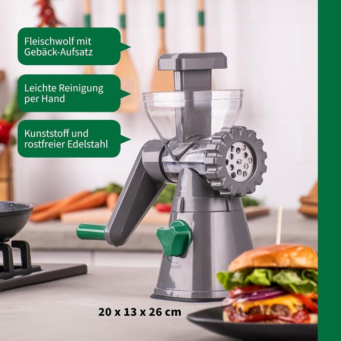 М'ясорубка FACKELMANN Chefkoch з насадкою для тіста - роторна м'ясорубка для м'яса або як прес для тіста для випічки - 2 перфорова
