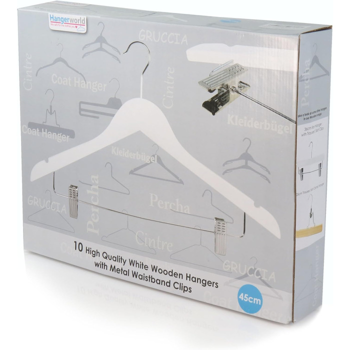 Білих вішалок для одягу на затискачах 45 см Дерев&39яні вішалки для одягу з затискачами Вішалки з затискачами, 10