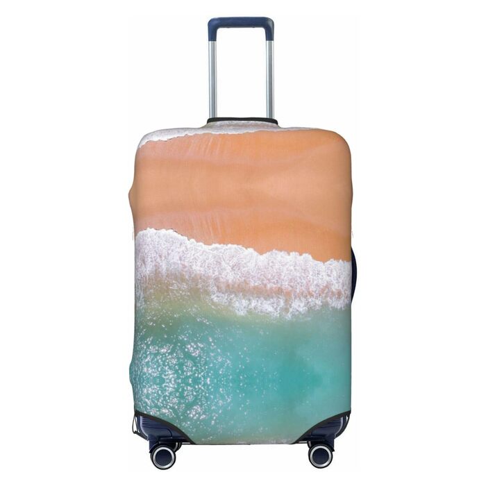 Чохол для валізи з романтичним пляжним принтом, еластичний захист від подряпин та пилу, чорний, розмір 95