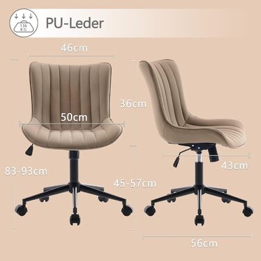 Ергономічне офісне крісло YOUTASTE, регульоване по висоті офісне крісло, офісне крісло зі штучної шкіри та колесами, обертове крісло з функцією гойдання, комп&39ютерне крісло з вантажопідйомністю 150 кг, хакі