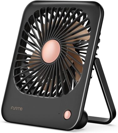 Настільний вентилятор Акумулятор USB Fan 3000 Батарея Надтихий 20 дБ Маленький портативний вентилятор 3 швидкості Міні-вентилятори Тихі з подарунковою упаковкою для макіяжу Додому Подорож Чорне золото