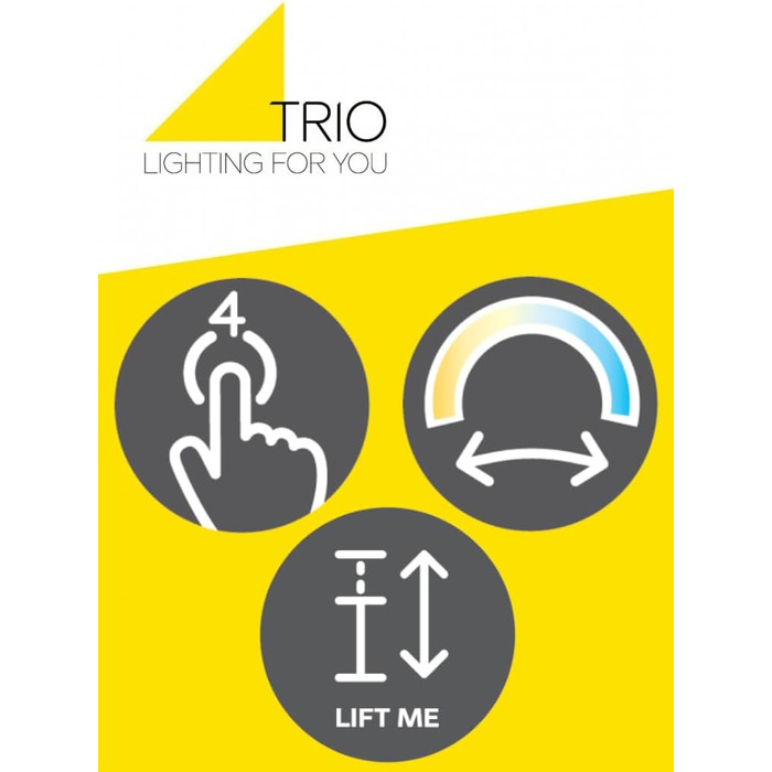 Стеля LED-підвіс Trio Leuchten Emerson 346710180, матовий чорний/золотий метал, 22 Вт LED, регульована висота, плавне налаштування кольору світла, 4-позиційний сенсор