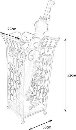 Підставка для парасольки Cuiynic, елегантний тримач для парасольки для внутрішнього використання, з піддоном для крапель, вінтажний металевий тримач для парасольки, ажурний метал, 30 x 22 x 52 см/бронза (бронза q)