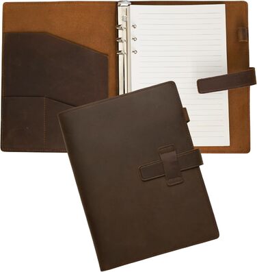 Шкіряна папка-реєстратор A5 з можливістю багаторазового заповнення, блокнот на 6 кілець, багаторазовий, на 120 сторінок, щоденник подорожей та щоденник із натуральної шкіри, подарунки для чоловіків та жінок, художники, коричневий