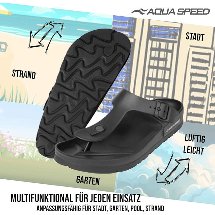 Шльопанці Aqua Speed Monaco Сандалі для купання з EVA для жінок та чоловіків Двостороння щільність, комфорт та стиль, 36 EU, чорний