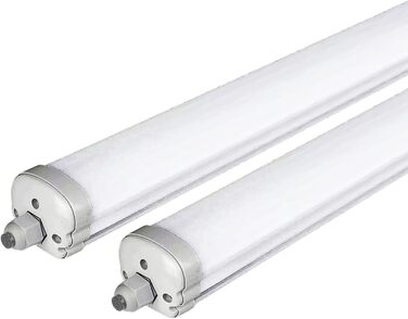 Світлодіодний світильник для вологих приміщень, 120 см, 36 Вт, 4320 люмен, нейтральний білий 4000 К, IP65, світлодіодна лампа, освітлення для підвалу, освітлення для вологих приміщень, стельове освітлення для вологих приміщень, (упаковка 2 шт.)