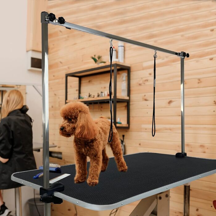 Стіл для грумінгу собак LARS360, стіл для грумінгу собак, стіл для купання собак, стіл для грумінгу пуделів, стіл для стрижки собак - регульована висота, нековзне покриття, вантажопідйомність до 100 кг (великий розмір) 113 x 60 x 76 см