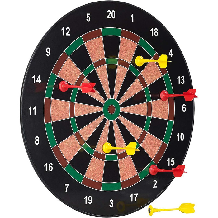 Дартс Магнітна мішень для дартсу з 12 дротиками, по 6 жовтих та червоних кожного, Ø 40 см (Магнітна мішень для дітей, гра в дартс, магніт)