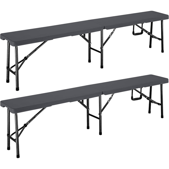 Комплект пивних наметів CASARIA 180 см Складана пивна лавка Широкий стіл Пластикові пивні лавки Пивний стіл Фестивальний намет Пивний набір Складаний стіл Кемпінг Пивний сад Антрацит