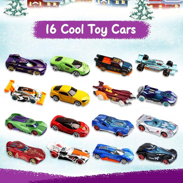 Адвент-календар Goffii Car Toy, 16 машинок