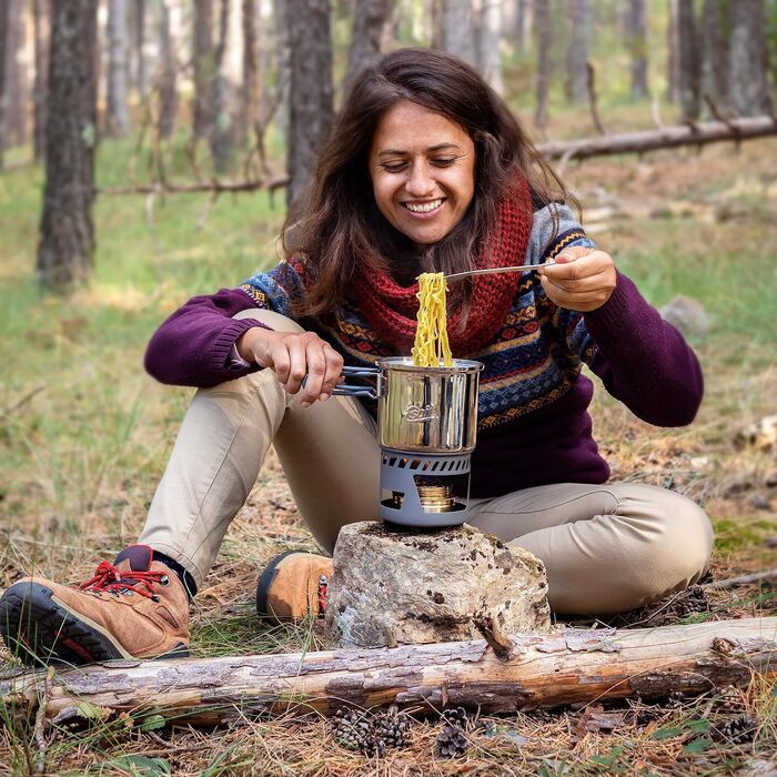 Набір для приготування їжі Esbit Spirituskochset великий та малий казани (985 мл та 470 мл) пальник для спирту похідний плитовий комплект з нержавіючої сталі, 985 мл