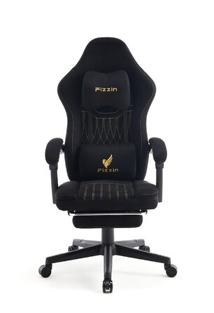 Ігрове крісло Fizzin, ергономічне ігрове крісло з висувною підставкою для ніг, регульованим підголівником, поперековою опорою (чорне)