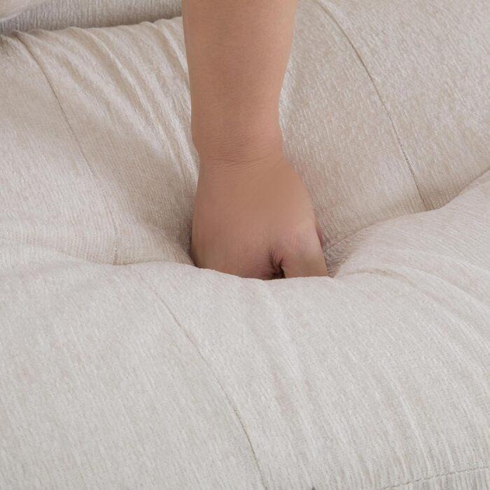 Двомісний диван, м&39який диван, диван з товстими подушками, м&39які меблі, бежева шениллова тканина, підходить для вітальні, спальні, квартири