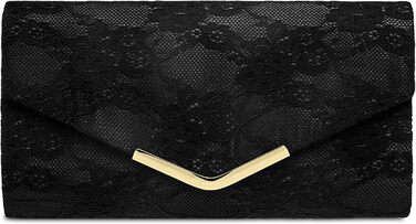 Елегантна жіноча вечірня сумка-клатч з мереживом одного розміру чорного кольору, 429