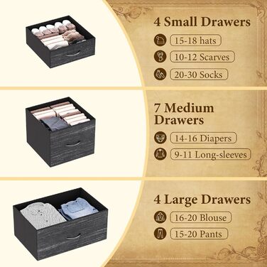 Комод Garvee з 15 шухлядами, тканинний комод з металевим каркасом та дерев&39яною стільницею, велика шафа для зберігання речей для спальні, вітальні та коридору, міцний та компактний, темно-сірий та чорний