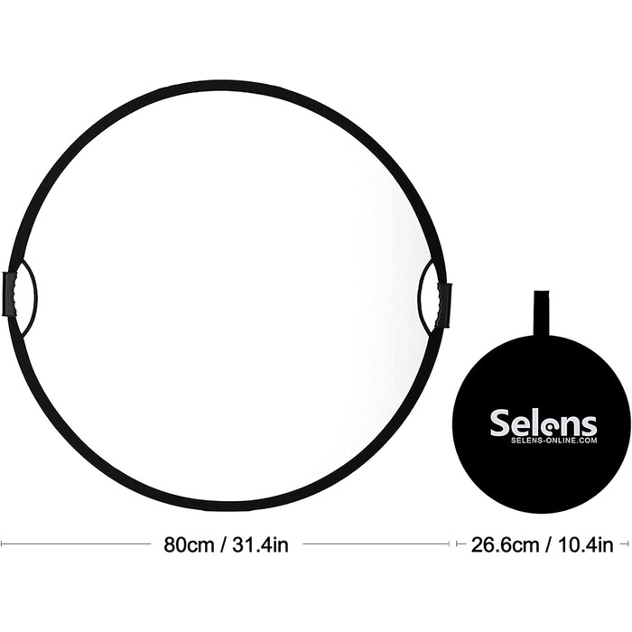 Рефлектор Selens 5 в 1 80 см круглий фотографійний складаний рефлектор Портативний складаний дифузор Рефлектор золотий/сріблястий/білий/чорний/прозорий для фотографії Фотостудійне освітлення Зовнішнє освітлення.
