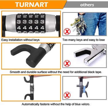 Замок керма Turnart з 5-значним кодом Розблоковано 100000 видів комбінацій кодів Відповідний універсальний протиугінний пристрій для фургона, легкового автомобіля, позашляховика, вантажівки, вантажівки, важкого автомобіля, безпеки автомобіля
