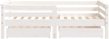 Дитяче ліжко з шухлядами з масиву сосни, 70x140 см, біле, з міцними ламелями та практичним узголів&39ям, 147,5 x 76 x 46,5 см, біле