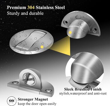 Магнітний дверний обмежувач, підлоговий магнітний дверний обмежувач з нержавіючої сталі, самоклеючий, виготовлений з матового ніке