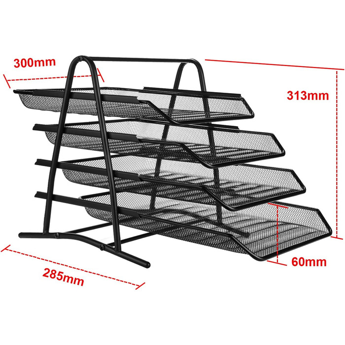Шухляди Органайзер для лотків для листів, металева сітка, настільний лоток для документів для дому та офісу - чорний - БАГАТОРАЗОВИЙ, 4