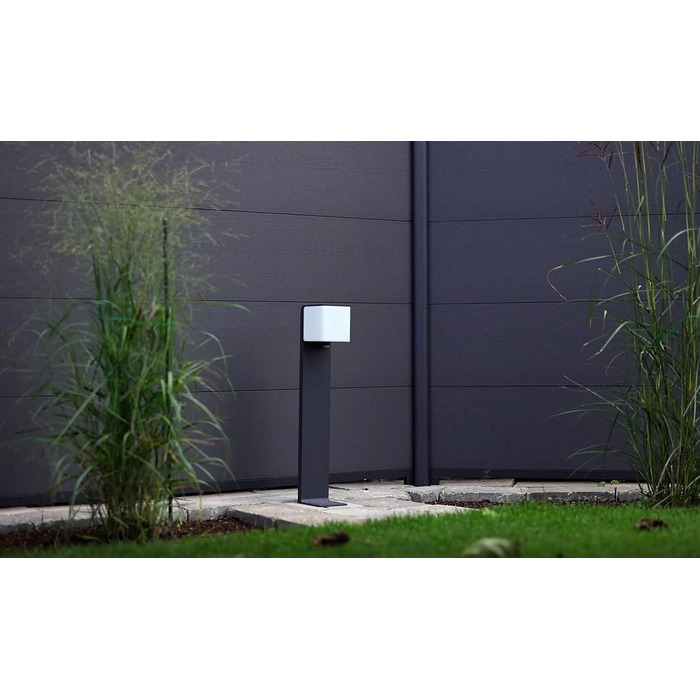 Розумний садовий світильник Steinel LED GL 80 SC Connect, з датчиком руху, диммером, керуванням через додаток та таймером, 3000 K, 9.1 Вт, антрацит