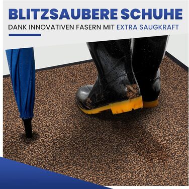 Килимок Mibao для приміщень та вулиці, 691 см, чорно-коричневий, міцний, миється, нековзний, брудозатримуючий килимок для вхідних зон, килимок для приміщень з натуральною каучуковою підкладкою