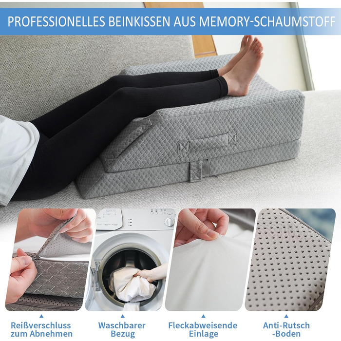 Подушка для ніг KingPavonini для підняття висоти від післяопераційних набряків, подушка для ніг з піни з ефектом пам&39яті для кровообігу, ішіасу, болю в спині, коліні, стегні, щиколотці