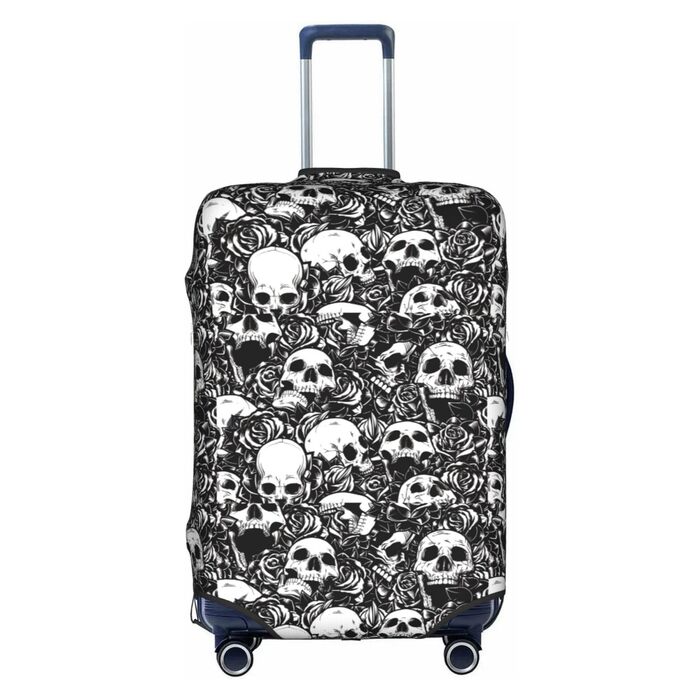 Чохол для валізи BREAUX з квітковим та дизайном черепа, унікальний двосторонній принт, білий, малий розмір