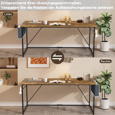 Стіл Devoko стіл комп'ютерний, 160 x 50 x 75 см офісний стіл для навчання, навчальний стіл, стіл промислового дизайну, комп'ютерни