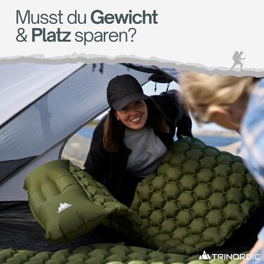 Г надлегкого надувного килимка для сну - з надувною подушкою - кемпінговий матрац з невеликим розміром упаковки для активного відпочинку, кемпінгу, піших прогулянок та велотуризму, лісово-зелений з подушкою, 550