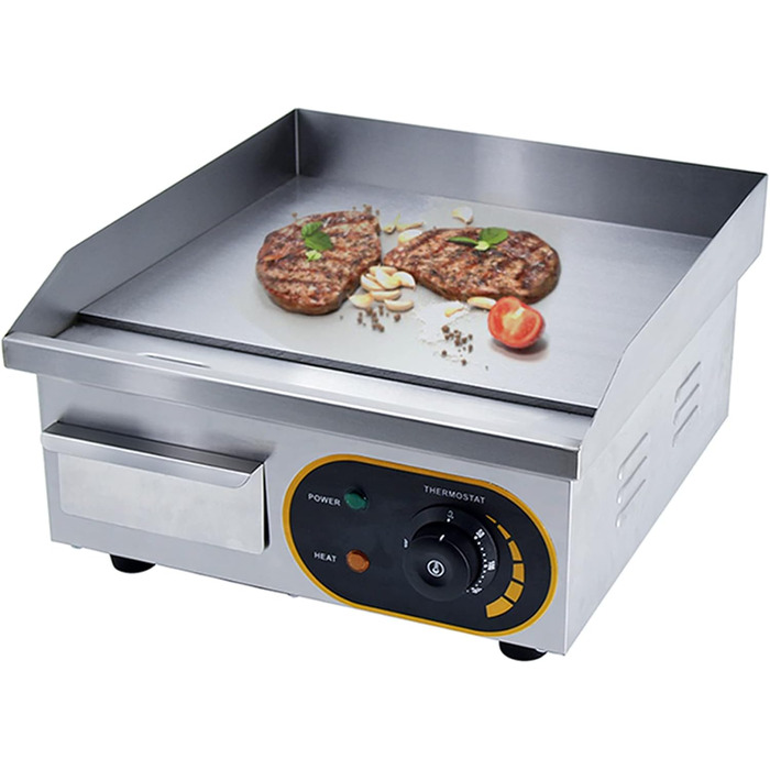 Електрична гладка сковорода, професійний гастроелектричний гриль Електрична плита для гриля з чавунною поверхнею гриля 35.5 x 30 см 1500 Вт для ресторанів, кухні, комерційних, побутових тощо. 36 x 38 x 20 см