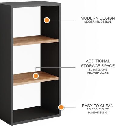 Окремостояча полиця Vicco Orlando, полиця для зберігання, антрацит/золотий дуб, 40 x 80,1 см антрацит/золотий дуб 80 x 40 см