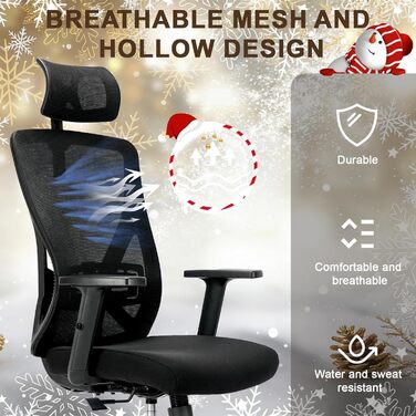 Ергономічне офісне крісло Storeo Imp, велике, до 150 кг, сітка, чорне